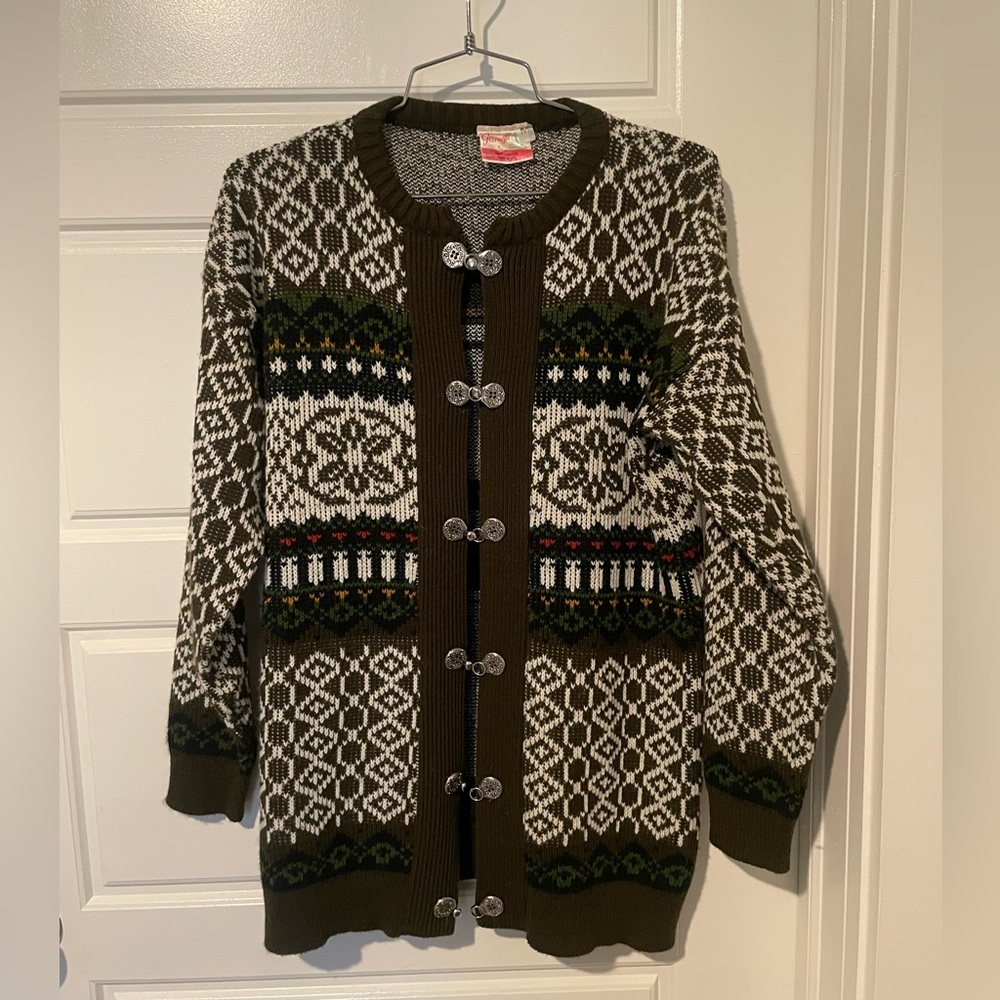 Women's Glenugie Norway Nordic Norwegian Pewter Ski Sweater Cardigan M Medium